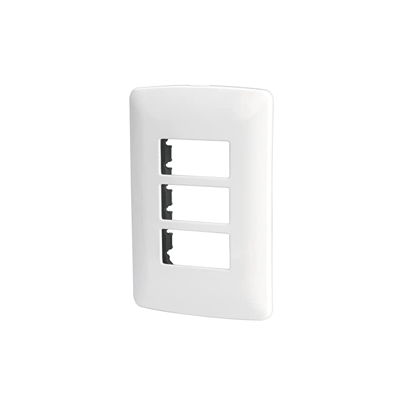 Volteck PPTR-IB, PLACA DE ABS CON CHASIS, 3 MÓDULOS, BLANCO,