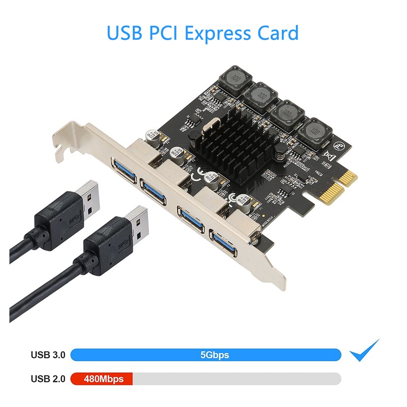 PCIE to USB Expansion Card 4 USB 3.0 Ports 5Gbps