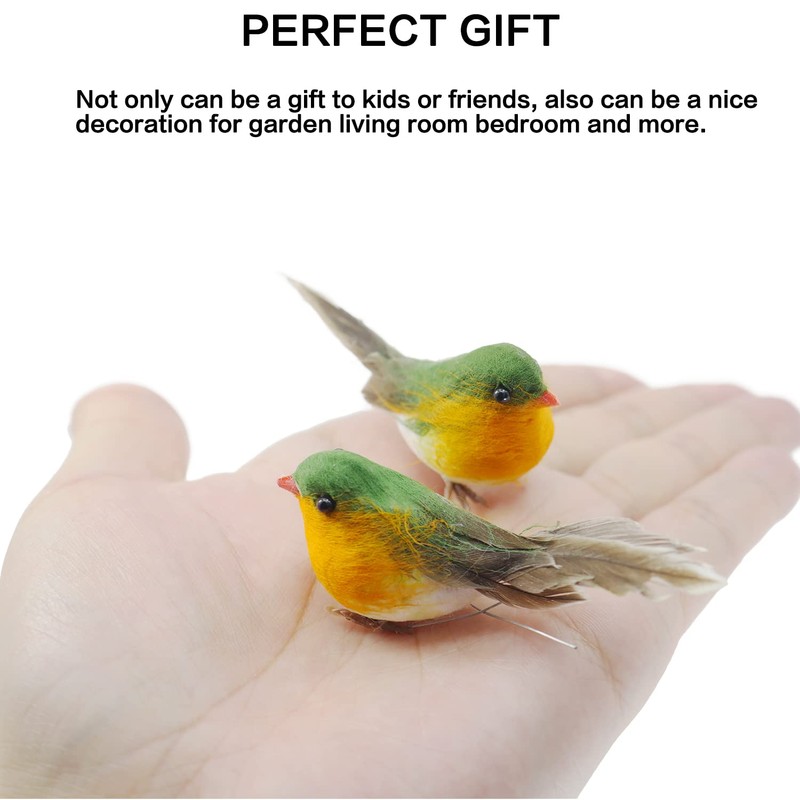 Casoter Handmade Simulated Robin Bird for Home Furnishings, Small Bird