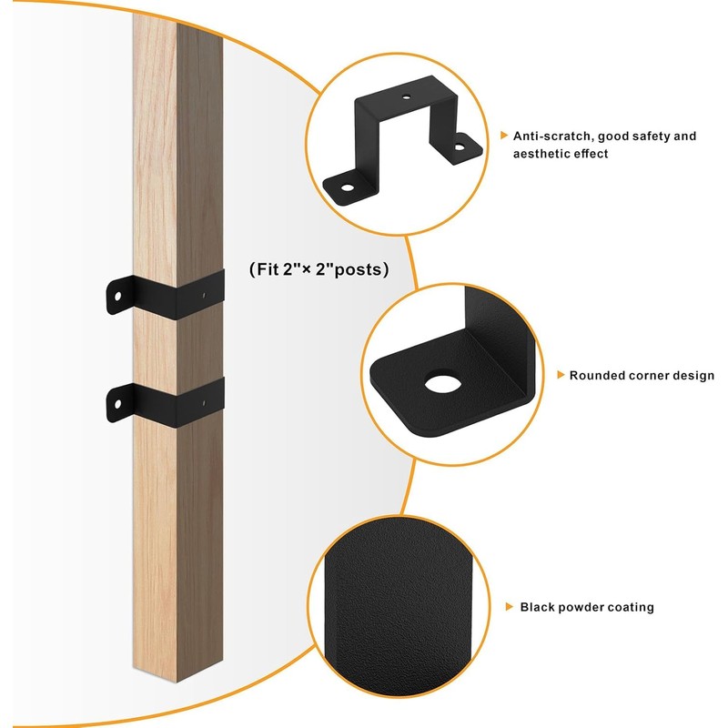 VANROUG 4 Pcs Square Pipe Clamp, U Shaped Connector Bracket,