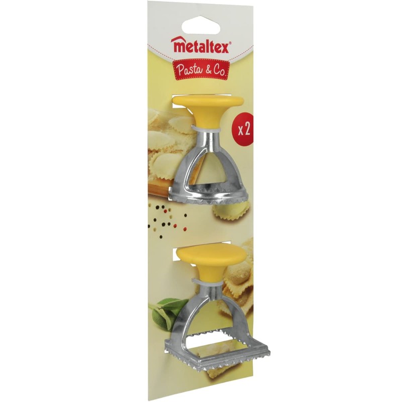 Metaltex 252326080 Ravioliausstecher rund mit quadratisch, 2er Set