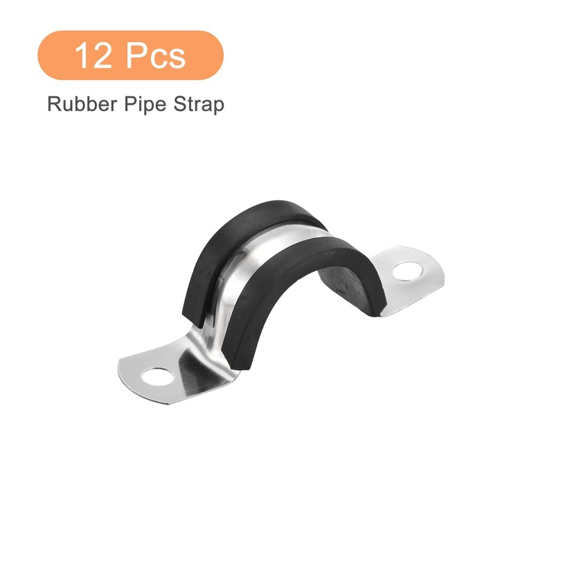 TOP-VIGOR 12Pcs 22mm(7/8") Rubber Cushioned Stainless Steel U-Shaped Pipe Clamp