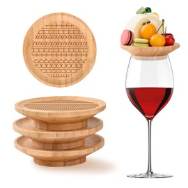 4 Pcs Wine Glass Charcuterie Topper,4" Mini Funny Hidden Message Charcuterie Boards,Wine Appetizer Plates for Family Gatherings,Restaurants,Bars,Unique Gag Gifts for Birthday Christmas