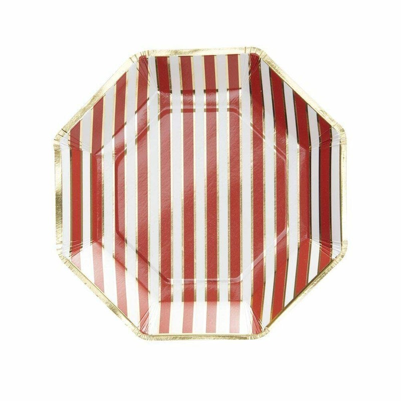 Ginger Ray Christmas Candy Cane Stripe Gold Foiled Paper Party