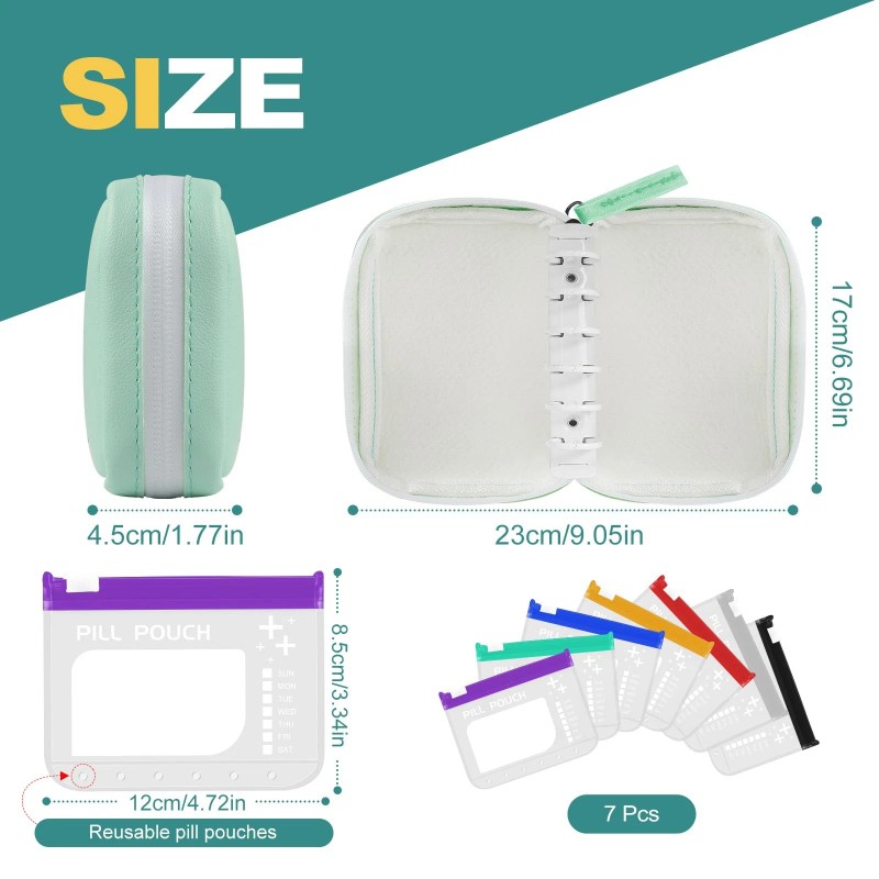 Timueetech A7-L Water-Proof Pill Pouch Set， Large Pill Organizer, BPA