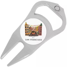 NewCharms San Francisco Cable Car Golf Ball Marker Divot Repair Tool Bottle Opener