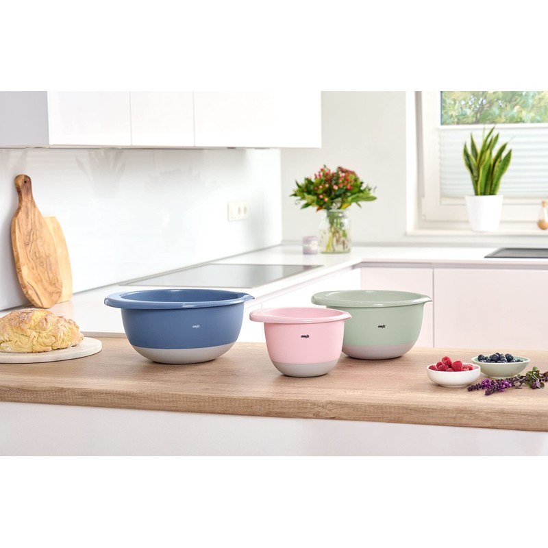 Emsa Prep&Bake 3-Piece Plastic Mixing Bowl Set, 1.4 + 2.8