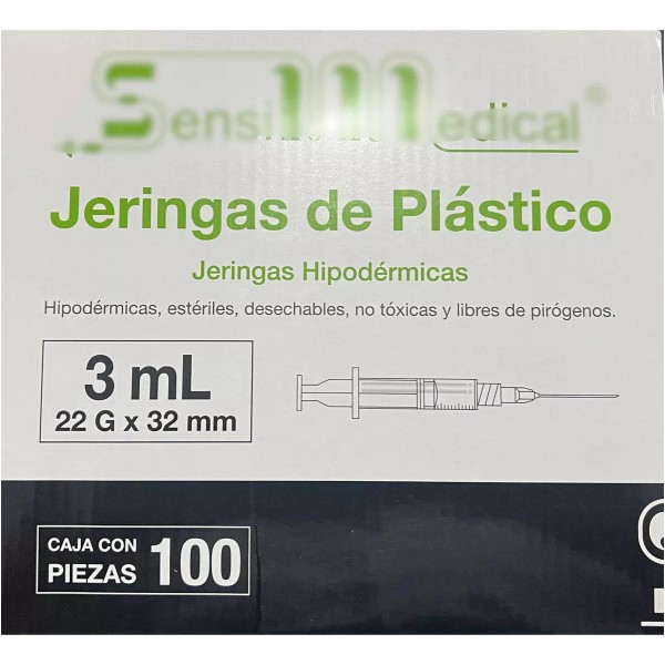 Sensi Medical Jeringas De Plástico 3ml C/ 100 Pzs Sensimedical