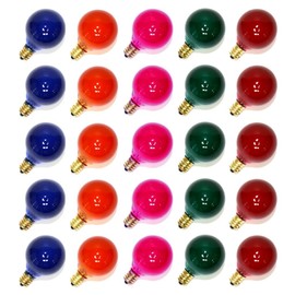 Sival 40121 - G40 Candelabra Screw Base Satin Multi-Color (25 pack) Christmas Light Bulbs