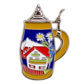 Oktoberfest German Hat Pin by E.H.G | Metal Enamel Alpine Village Beer Stein