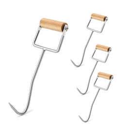 HDYEGY 4 Pack Metal Hay Hooks with Wooden Handle, Perfect for Picking Up Bales, 12-1/4