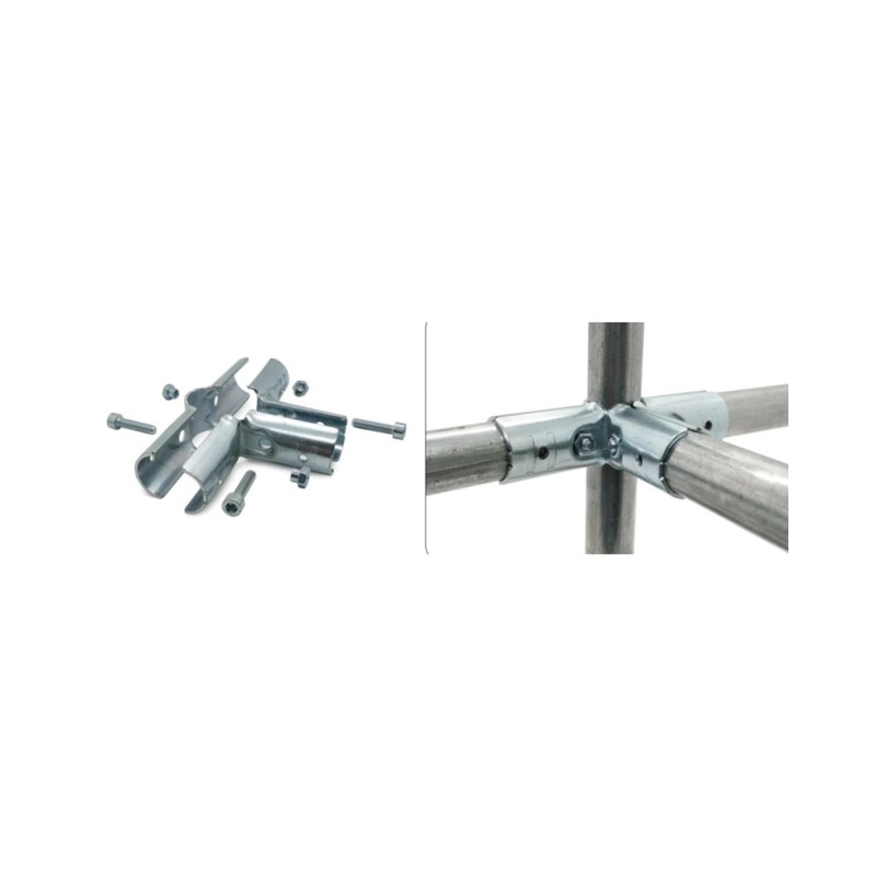 Pipe Connector, 4-Way Metal Clamp Fittings, Fit for 1" (O.D.