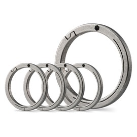 KeyUnity Titanium Quick Release Keyring, Side Pushing Key Ring, Round Carabiner Keyring, Keyring Clip, Split Rings, Titanium Carabiner, Keyring Rings, for Carabiner,Car Keys & Home Keys(1L+4S)