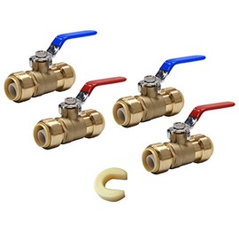 (Pack of 4) EFIELD 1/2 Inch Push-Fit Full Port Ball Valve for Hot and Cold Water, with a Disconnect Clip Tool (1/2 Inch)