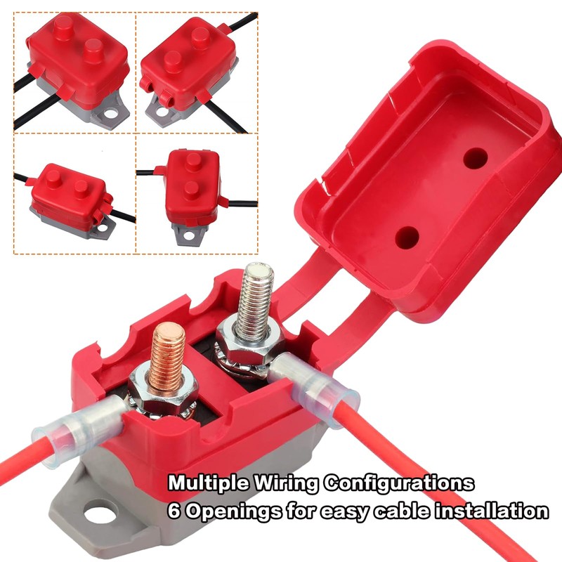 AMOMD 50 Amp 12V-24V Automatic Reset Circuit Breaker with Red