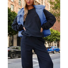 Himosyber Womens Puffer Vest Sleeveless Casual Loose Winter Warm Lightweight Stand Collar Down Jacket Coats (DustyBlue-L)