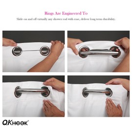 QKHook Shower Curtain with Snap in Liner 1 Pack 71x74 Inch Herringbone Pattern Fabric Water Resistant