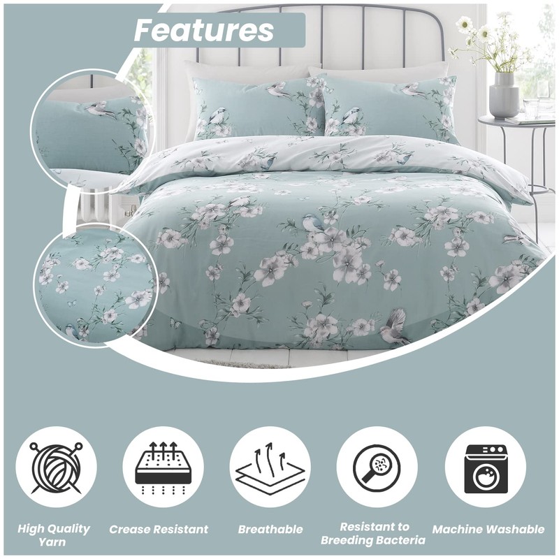 GAVENO CAVAILIA Luxury Birdie Blossom Duvet Cover, Reversible Quilt Bedding