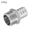 sourcing map 5pcs Stainless Steel Barbed Fitting 1" NPT Male
