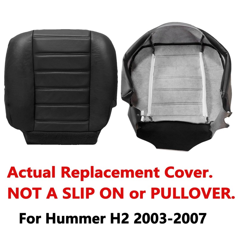 SecosAutoparts Driver & Passenger Bottom Leather Seat Cover Black Compatible