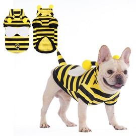KOOLTAIL - Disfraz de perro de melena de abeja, suéter de forro polar con capucha, ropa divertida para cosplay, abrigos para clima frío con orificio para correa, disfraz de fiesta de Halloween para