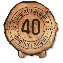 DARO Design - Wooden Disc - 40 Years - Size 20 cm - Gift for Anniversary, 40th Birthday, Anniversary - Congratulations
