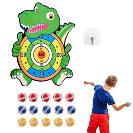38cm Kids Dart Board Set, Velcro Dart Board for Kids, Dinosaur Kids Dart Board, Childrens Dart Board Set, Velcro Dart Board, Safety Dart Board with 15Pcs Sticky Balls, Dartboard Gmaes for Party Gifts