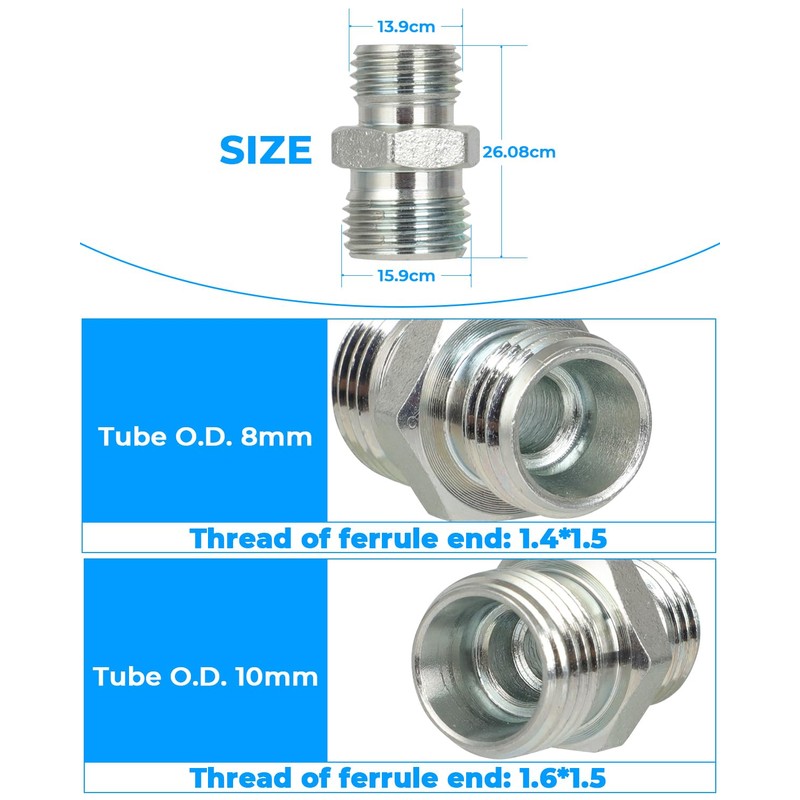 Foruly Replaces 115757 Hydraulic Attachment Fittings, Threaded Fitting Converter for
