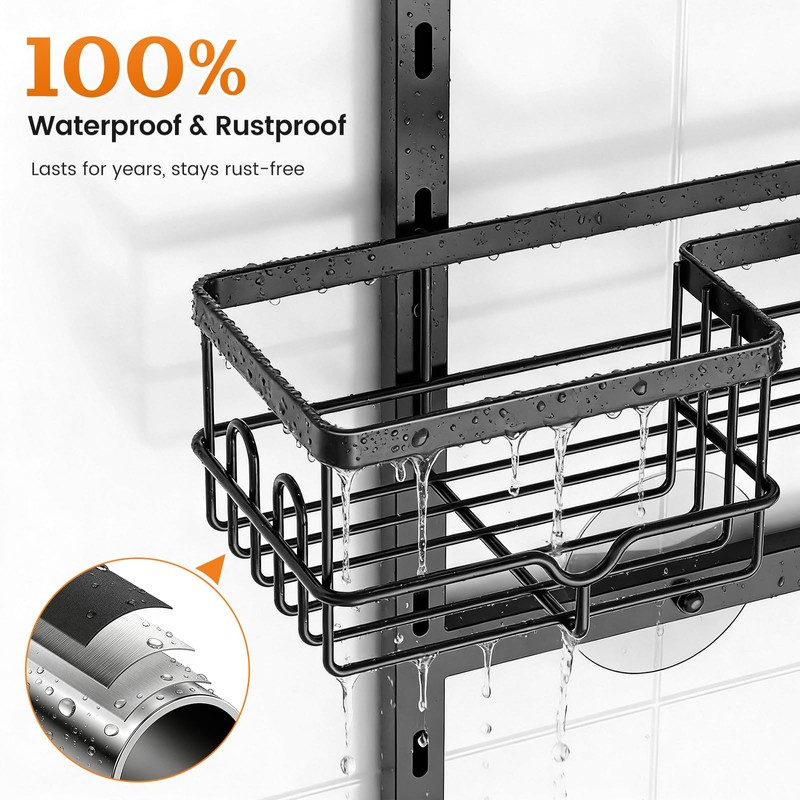 Vatex Shower Caddy Hanging Organizer, 3 Tier Adjustable Bathroom Shelves,