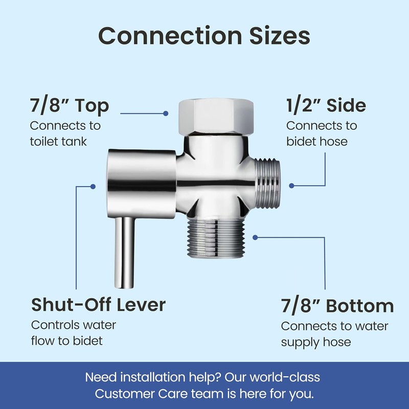 LUXE Bidet 7/8" x 7/8" x 1/2" Shut-Off Valve T-Adapter