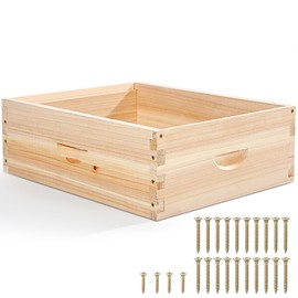 Colingmill Deep Bee Box for 8 Frame Unassembled Hive Box Brood Box, Beekeeping Brood Box with 24 Pcs Screws, Bee Hives Boxes Starter Kit