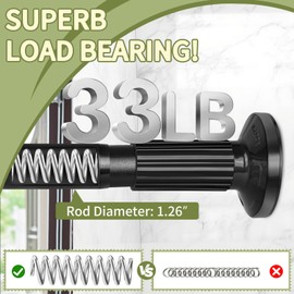 Tension Curtain Rod 51-165In(4.25-13.75Ft), Extra Long Outdoor Curtain Rod No Drilling for Window or Bathroom Patio, Adjustable Spring Shower Rod, Easy to Install Never Rust, Rod Diameter 1.26In-Black