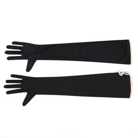 QCHOMEE Women's Gloves, Arm Cover, Long Gloves, Thin, UV Protection Gloves, Simple, Dot Pattern, Scull, Cotton Fabric, Comfortable to the Touch, Mesh, Breathable, Anti-slip Gloves, Summer, UV Protection, Sunscreen, Fingers, Arm Cover, Bicycle, Exercise, 