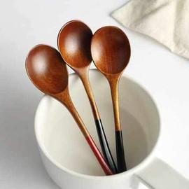 Set of 3 Spoons, Wooden Curry Spoons, Stylish, Wooden Spoons, Soup Spoons, Side Dishes, Rice, Eco-friendly Table Spoons, Lightweight, Simple, Cutlery, Astragalus, Yogurt, Soup Spoons, For Dining Room