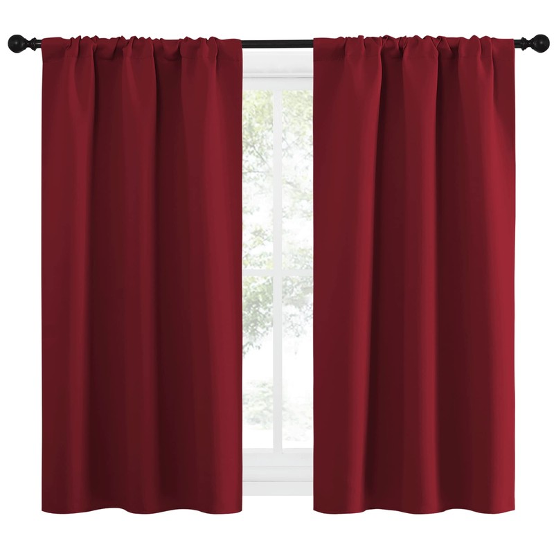 NICETOWN - Cortinas Opacas con Bolsillo para cortinero (Rojo, 1