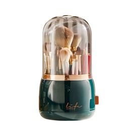 FAMKIT Dustproof Makeup Brush Organizer, 360° Rotating Makeup Brush Organizer with Lid, Rotating Cosmetic Holder for Cosmetic Brush, Lipstick, Eyeliner