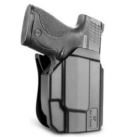 OWB Holster for M&P Shield 9mm with Integrated Crimson Trace Laser & RDS – Thumb Release, Red Dot Compatible, 360° Paddle, Right Hand