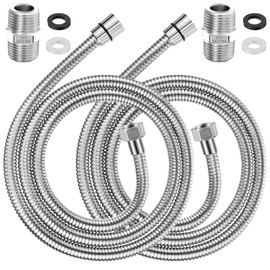 Dreyoo 2 Pack 39 Inch Shower Hose with Shower Extension Connector, Extra Long Handheld Head Hose with Brass Insert and Nut, 1/2 to 1/2 Extender, Stainless Steel