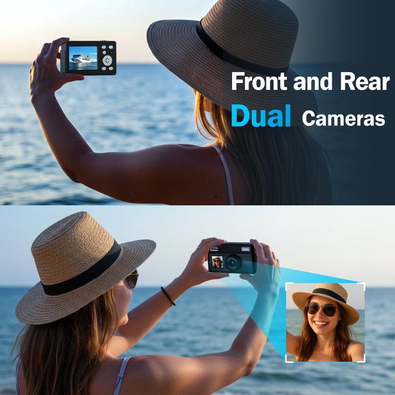 Teoryieer Digital Camera 4K 64MP Compact Camera Digital with 32GB