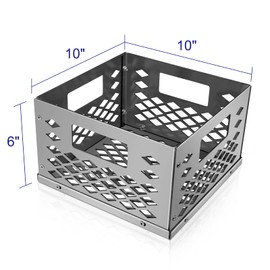 Folocy Stainless Steel Charcoal Basket Smoker Box for Oklahoma Joe's Smoker, Firebox Smoker Accessories for Most Offset Smoker Grill, Outdoor Cooking Charcoal Box Parts, 10" x 10" x 6"