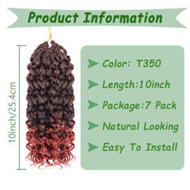GoGo Curl Crochet Hair 7 Packs Pre-Looped Curly Crochet Hair Ocean Water Wave Crochet Braiding Hair Beach Curl Hair Extension Tangle-Resistant Upgrade (T350, 10 Inch)