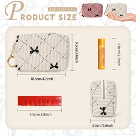 Small Cosmetic Bag Make Up Bag for Handbag Women Ladies Mini Cosmetic Bag Cord Makeup Bag Portable Travel Toiletry Bag for Toiletries with Zip Organiser Birthday (Beige), Beige, mini make up bag