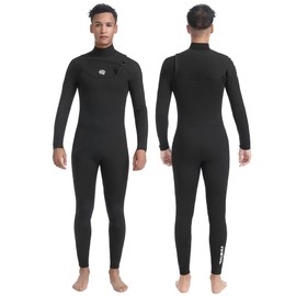 AnParc Men Women 4/3 Chest Zip Wetsuit, Yamamoto Limestone Neoprene Full Body Wet Suit Ultra Stretch & Warm for Surfing, Swimming, Snorkeling and Other Cold Water Sports. (Black, Medium)