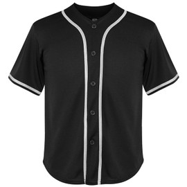 Phoneutrix Youth Blank Baseball Jersey Boy's Hip Hop Short Sleeve Shirts Kid's Sports Uniforms Jersey(Small, Black)