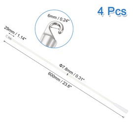 uxcell Blind Wand Replacement with Hook,4Pcs 24" Long Fiberglass Blind Tilt Wand with Alloy Hook and Grip,Vertical Blind Rod Stick for Window Blind Stick Wand Opener (White)