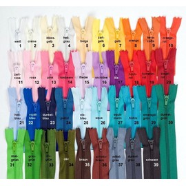 39 Zip Fasteners in Assorted Colours 45 cm