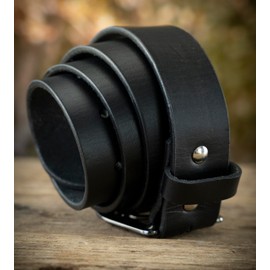 Angus Stoke Garry Buffalo Leather Western Belt - Handmade Cowboy & Rodeo Belt for Men & Women - Vintage Leather Belt with Metal Buckle, black