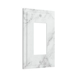 HIZUWKY Decorative Gray White Marble Print Light Switch Wall Plate Cover 1 Gang Single Rocker Grey Electrical Socket Outlet Faceplate Receptacle Switchplate for Bedroom Bathroom Kitchen (Plastic)
