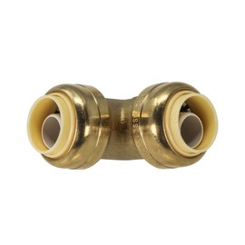 PROCURU 1-1/4 Inch PushFit 90 Elbow, Push-to-Connect Brass Plumbing Fitting for Copper, PEX, CPVC, PE-RT Pipe, Certified Safe (1.25", 1-Pack)