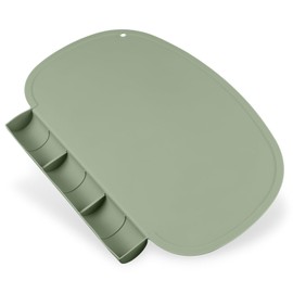 Silicone Placemat with Food Catching Pockets for Baby & Kid, Food Grade Silicone Non-Slip Toddler Food Place Mats with Raised Edges for Dining Table (Sage)
